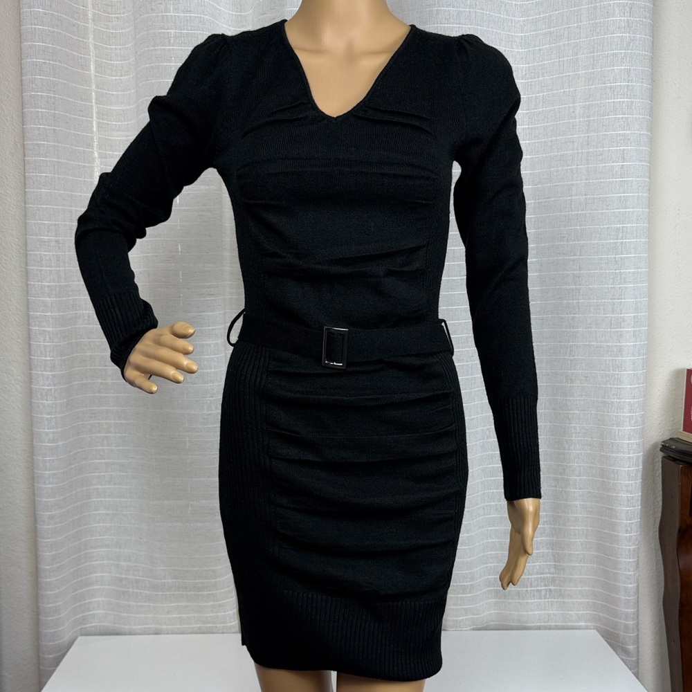 Im In Love With Derek Womens Long Sleeve Scrunch Body Con Sweater Dress Small